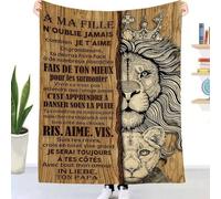 Couverture Douillette personnalisée Cadeau pour ma Fille, Papa pour ma Fille Doux Chaud dhiver Couverture en Flanelle Message Lettre en Français Idée Cadeau Noël - Encourager Et Aimer