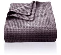 Couverture en coton - 130 x 150 cm - Motifs nid d'abeille - Couleur lilas