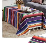 Couverture en coton tissée à la main Unyqoos® avec motifs de rayures arc-en-ciel, résistante aux taches et facile d'entretien – couverture polyvalente pour pique-nique, table et décoration intérieure,