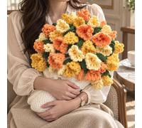 Couverture en crochet avec des motifs de roses, faite à la main, 80 cm, couleur orange, décoration intérieure