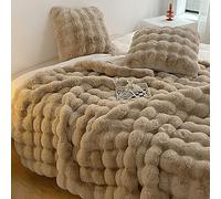 Couverture en Fausse Fourrure de Lapin Chameau, Couverture en Fausse Fourrure à Bulles Chaudes d'hiver pour Lit Canapé (160×200CM)