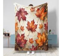 Couverture en feuilles d'érable, tourbillons rustiques d'automne avec accents dorés, couverture pelucheuse compacte et décorative pour canapé, lit, dortoir, chaise, voiture, fauteuil inclinable, 101,6
