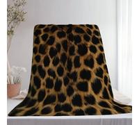 Couverture en Flanelle Bloc de Couleur Animal léopard Simple imprimée, Plaid Polaire Doux et Chaud pour canapé lit ou Fauteuil 220 x 240 cm, Léger et Confortable Brun, Usage Quotidien