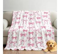 Couverture en Flanelle Cartoon Sweet avec Motif Fresh Bow, jeté Confortable 130cm x 150cm pour lit, canapé, décoration de Chambre d'enfant