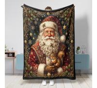 Couverture en flanelle chaude, douce et confortable pour chambre à coucher, camping, voyage, canapé, décoration de Noël, motif écureuil, 152,4 x 203,2 cm, motif écureuil de Noël