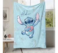 Couverture en flanelle Disney Stitch "Aloha", couverture en polaire douce et moelleuse avec un fond de croquis tropical, convient pour le canapé, le lit, le salon, la chambre, le bureau, les voyages,