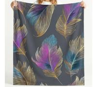 Couverture en Flanelle Douce douillette Art linéaire bohème 180 x 220 cm | Plumes Couverture polaire Confortable douce et chaude, Plaid de canapé lit Décoration pour Enfants salon