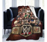 Couverture en Flanelle Imprimée WWE Confortable Chaude Couverture de Canapé Lit Voiture Bureau Voyage Cadeau Fans,130*150cm-Style2