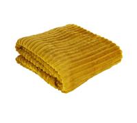Couverture en flanelle microfibre - Jeté de lit - Rayures - 150 x 200 cm - Jaune