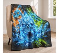 Couverture en flanelle originale avec un motif de graffiti représentant un crâne