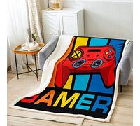 Couverture en Flanelle pour Enfants pour garçons Couvertures en Laine pour Manette de Jeu 150x200cm Coloré Moderne Gamer Jeu vidéo Sherpa Couverture Gamer Console Boutons d'action Décor