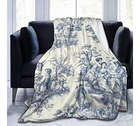 Couverture en micro polaire ultra douce et chaude pour lit, canapé, papier peint, motif toile de Jouy, 152,4 x 127 cm