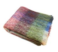 Couverture en mohair irlandais véritable et laine d'angora irlandaise importée d'Irlande, 182,9 x 137,2 cm, style celtique traditionnel, toucher super doux et chaud, à carreaux, multicolore