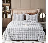 Couverture en peluche pour le canapé - Couverture en fausse fourrure de lapin super douce, couvertures mignonnes pour les femmes, couvertures légères et chaudes pour le lit, canapé, sofa (Gris Clair)