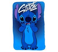 Couverture en polaire Disney CARTOON Stitch bleu pour enfants 100 x 150 cm 100% polyester doux 210 g/m²