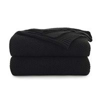 Couverture en Tricot de Coton Noir pour canapé, Chaise, lit, décoration d'intérieur, 127 x 152,4 cm, Sac de Lavage