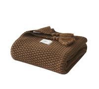 Couverture en Tricot Plaids Canapé Couvre-lit Tapis de Table Jetés de Lit Nordique Chaud Doux (Marron,130 x 170cm)