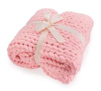 Couverture - FELUNA - Tricotée - Rose - XXL - Douillette en maille grossière