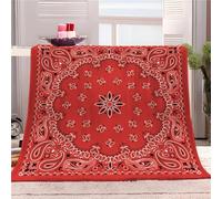 Couverture Flanelle Doux et Confortable Style Cachemire Rouge Motif Couverture Plaid Polaire Couverture de Canapé Lavable, Rouge Couverture pour Chambre Canapé et Lit Décoration 150x200 cm