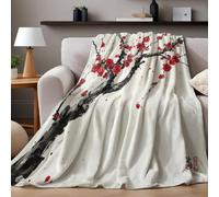 Couverture Flanelle Fleurs de Cerisier rétro 70 x 100 cm Plaid Doux Moelleux et Chaud pour Lit Canapé Chambre Enfant