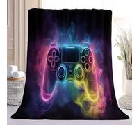 Couverture Flanelle Illustration Douce et Moelleuse 70 x 100 cm | Jeté de Canapé Impression Dégradé Néon Manette, Couverture Chaude d'Hiver en Microfibre pour Adulte et Enfant