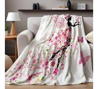 Couverture Flanelle Papillon et Fille 150 x 200 cm Plaid Canapé Grande Taille Doux et Chaud Jeté de Canapé en Microfibre