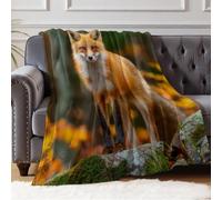 Couverture Flanelle Renard Brun Plaid Polaire Doux pour Lit Chaise Canapé Maison Bureau Voiture 200 x 220 cm