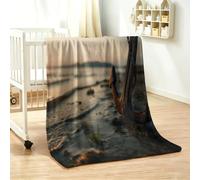 Couverture flanelle Rétro Photographie Toucher Polaire Doux, Multicolore | Plage Vagues Crochet De Bateau Couverture en Flanelle Douce et Confortable, Chaleur Facile 150 x 200 cm Pour Le Lit Canapé