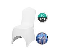 Couverture Housses de Chaise Blanc Elastique Arqué pour Mariage Décoration 50 PCS