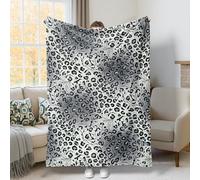 Couverture léopard moderne chic en peluche noire légère et compacte pour canapé, lit, chaise de bureau, 127 x 152 cm