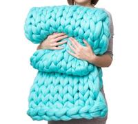 Couverture Lestée Douce Tricotée à La Main, Couverture en Tricot épais Chenille, Couvertures Douillettes Décoratives pour Lit Ou Canapé, Lake Green, 100X150