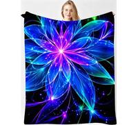 Couverture Lestée Douillette 150x200 cm Dahlia Bleu, MQ357 | Ultra-douce Lestée en Flanelle, pour Adolescents et Adultes, Jeté de Canapé à Entretien, pour Chambre et Canape Lit
