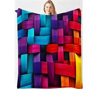 Couverture Lestée Douillette 150x200 cm Lignes Rouges, MQ81 | Ultra-douce Lestée en Flanelle, pour Adolescents et Adultes, Jeté de Canapé à Entretien, pour Chambre et Canape Lit