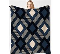 Couverture Lestée en Flanelle Douce 240x260 cm Carreaux Bleus, MQ60 | Couverture Polaire Imprimée 3D, 2 Personnes Idéale pour le Camping, Idée Cadeau Parfaite pour Anniversaires et Fêtes