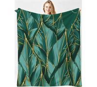 Couverture Lestée en Flanelle Douce 240x260 cm Feuilles Vertes, MQ108 | Couverture Polaire Imprimée 3D, 2 Personnes Idéale pour le Camping, Idée Cadeau Parfaite pour Anniversaires et Fêtes