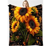 Couverture Lestée en Flanelle Douce 240x260 cm Tournesol Jaune, MQ168 | Couverture Polaire Imprimée 3D, 2 Personnes Idéale pour le Camping, Idée Cadeau Parfaite pour Anniversaires et Fêtes