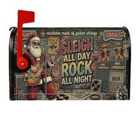 Couverture magnétique pour boîte aux lettres avec citation du Père Noël | Thème de musique rock, emballages pour boîte aux lettres, guitariste électrique, homme en pain d'épice