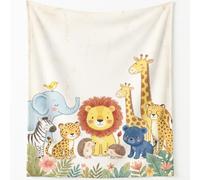 Couverture Microfibre de imprimée Illustration Aquarelle Décoration,180x220 | Plaid Animaux safari doux en Doux Polaire Douce, Crème Chaude et Confortable - pour Camping Cadeaux Enfants Adulte