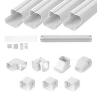 Couverture Mini-Split-Line-Set 76,2 mm L 4830 mm L, couverture de tuyauterie décorative en PVC pour climatisation avec 4 conduits droits et composants complets, à peindre pour pompes à chaleur, blanc