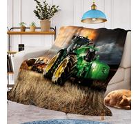Couverture motif tracteur - Douce et moelleuse en flanelle - Pour enfant - En microfibre - Décoration de chambre (tracteur A, 150x200 cm)
