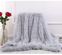 Couverture multicolore en fausse fourrure à poils longs, chaude, pelucheuse pour canapé, fauteuil, canapé et lit, parfaite pour les adultes ou les enfants