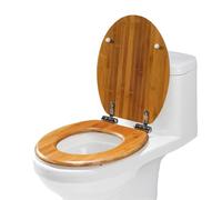 Couverture ovale en bois | Bouclier de siège de toilette anti-pizzication | | couvercle de fermeture | Charnières robustes en acier inoxydable | Hygiénique, confortable, durable | Salle de Bain, WC