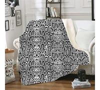 Couverture peluche carrée,Tournesol Fleur Plume klaxon Bande Imprimé Peau de Serpent Gris Canapé-lit Jeter Portable de Voyage de Bureau Cercle Coloré Throw Blanket (Léopard, 150x200 cm)