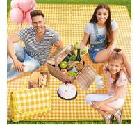 Couverture Pique Nique 200x300,Nappe Pique Nique,Natte de Plage,pour Jardin,Nappe, BBQ,Voyage Couverture de Jaune Tapis de Plage