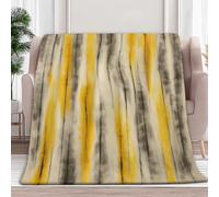 Couverture Plaid 220 x 240 cm Abstrait Lignes Plaid Polaire, Jaune | Formes Géométriques Couverture et Plaid Canapé Grande Taille en Flanelle Douce et Chaude, Confortable pour Enfants et Adultes