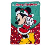 Couverture Plaid Enfants Minnie Disney Thème Noël 100 x 140 cm - Couverture Douce en Polaire 100% Polyester 220 GSM - Chaude et Légère - Idéale pour Chambre d'enfant, Lit ou Canapé