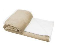 Couverture, plaid polaire 150 x 200 cm en flanelle et sherpa ultra doux - Beige - Vivezen