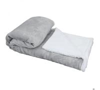 Couverture, plaid polaire 150 x 200 cm en flanelle et sherpa ultra doux - Gris - Vivezen
