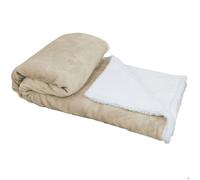 Couverture, plaid polaire 220 x 240 cm en flanelle et sherpa ultra doux - Beige - Vivezen
