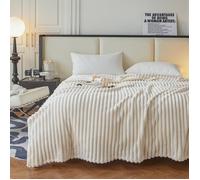Couverture Plaid Polaire pour Canapé Lit Voyage en Plein Air 200 x 230 cm Couverture Moelleuse et Duveteuse Toute Saison Beige